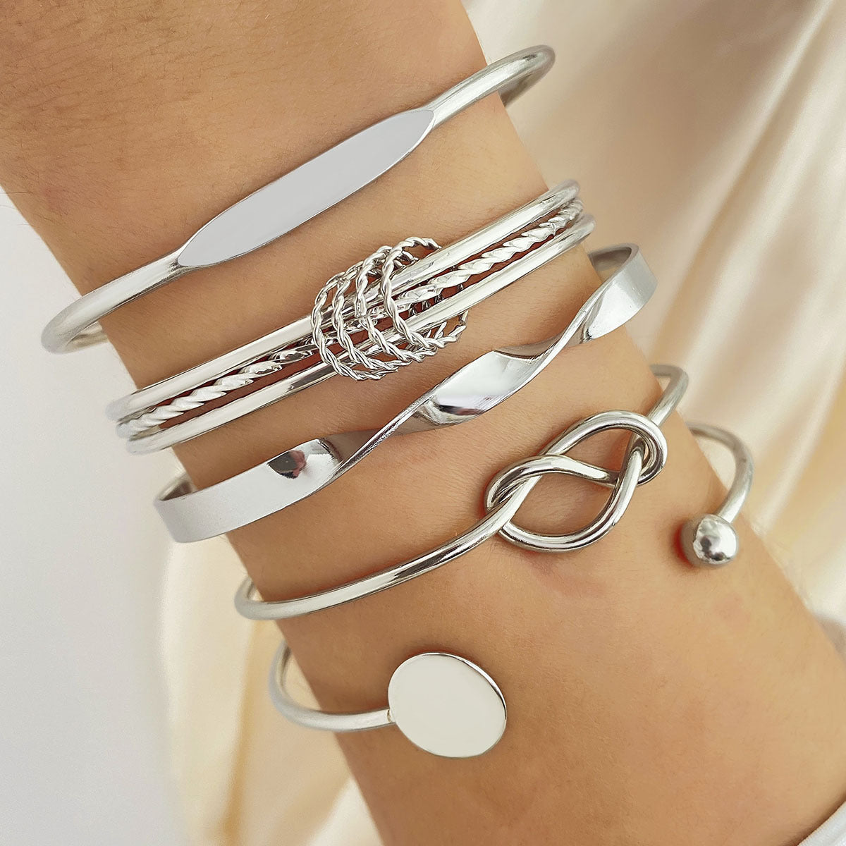 セット ブレスレット Elegancia Anudada | ホワイトゴールド