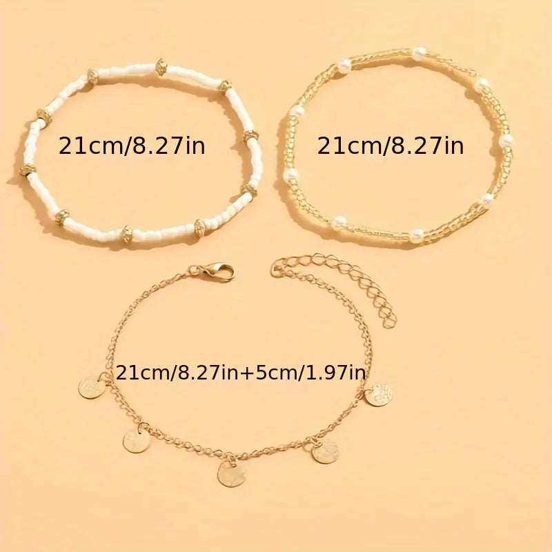 セット アンクレット レイヤード 3 Piezas Coastal チャーム | ゴールド