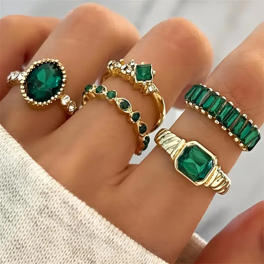 Zarina セット リング エメラルド エクスクイジット | ゴールド