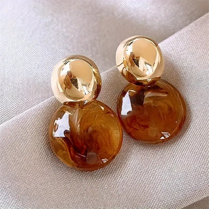 Aurélie ピアス ペンダント アンバー | ゴールド