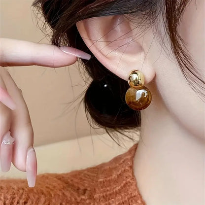 Aurélie ピアス ペンダント アンバー | ゴールド