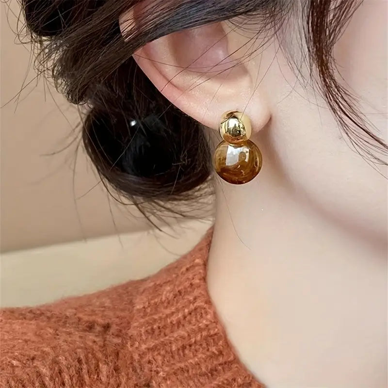 Aurélie ピアス ペンダント アンバー | ゴールド