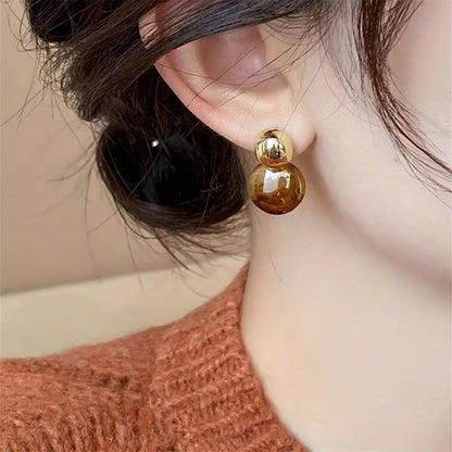 Aurélie ピアス ペンダント アンバー | ゴールド
