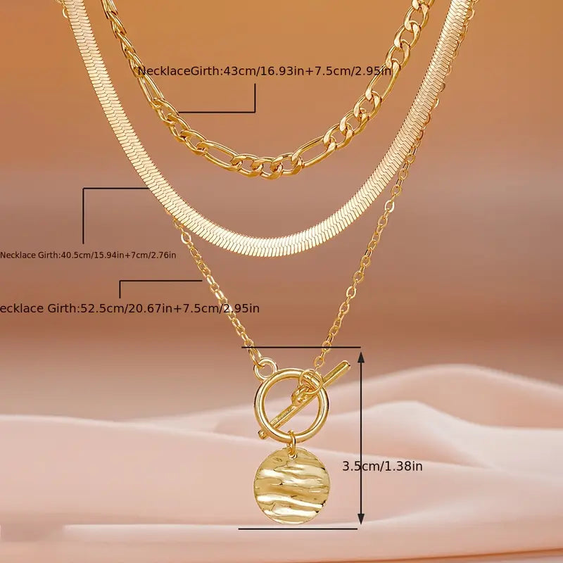 Savira ネックレス レイヤード Moneda テクスチャード | ゴールド