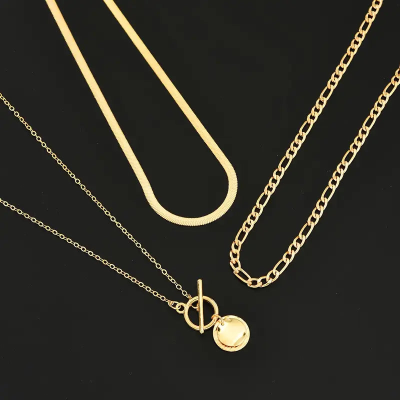 Savira ネックレス レイヤード Moneda テクスチャード | ゴールド