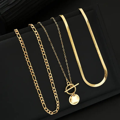 Savira ネックレス レイヤード Moneda テクスチャード | ゴールド
