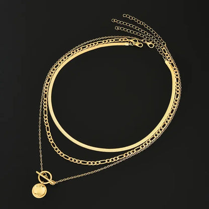 Savira ネックレス レイヤード Moneda テクスチャード | ゴールド