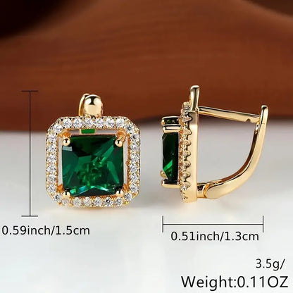 ピアス ジルコニア スクエア グリーン ゴールデン | ゴールド