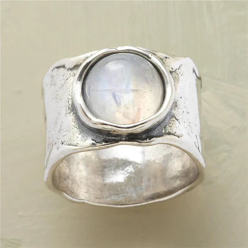 リング ボーホー ムーンストーン | ホワイトゴールド