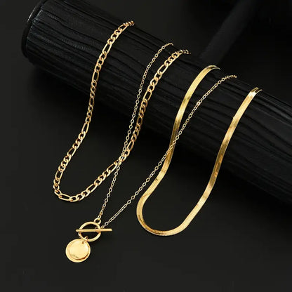 Savira ネックレス レイヤード Moneda テクスチャード | ゴールド