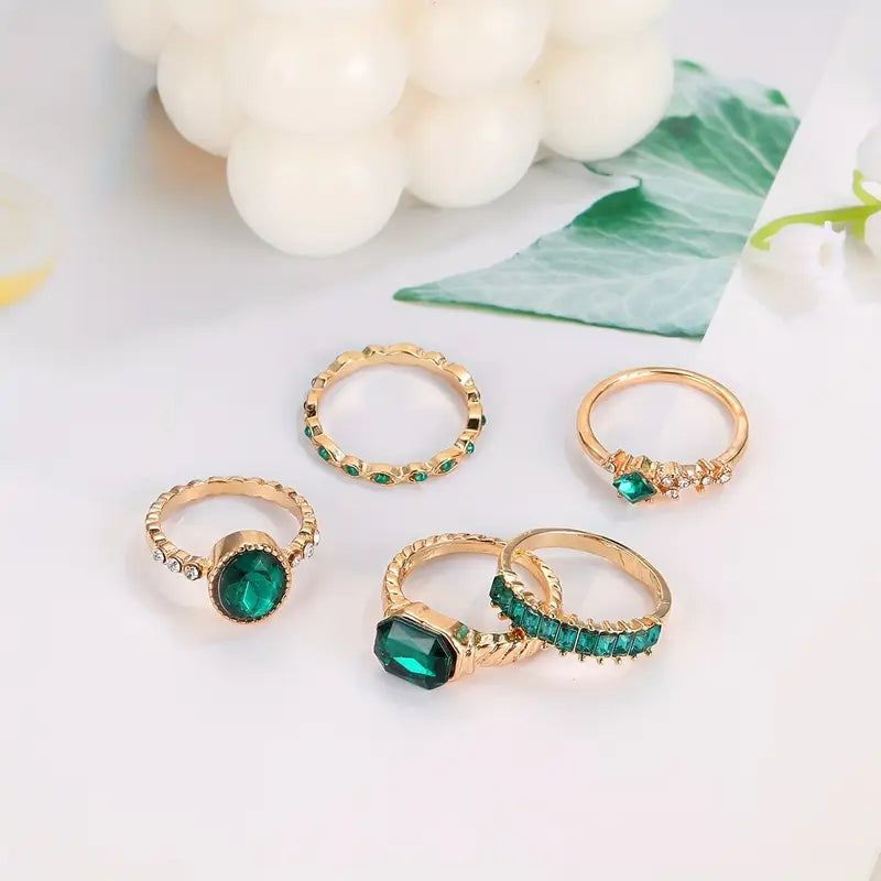 Zarina セット リング エメラルド エクスクイジット | ゴールド