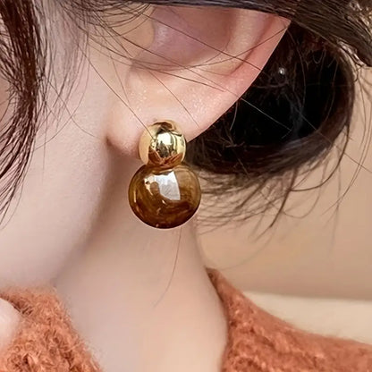 Aurélie ピアス ペンダント アンバー | ゴールド